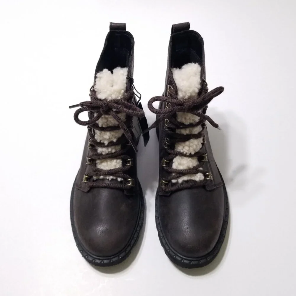 NWOB Sorel Lennox Lace Cozy Waterproof Winter Boots in Blackened Brown Sz 6.5, 7